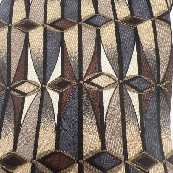 Emilio Ponti Men's Long Tie Silk Necktie 60"x 3.75” Jewel Tone Geometric WOW! - Picture 1 of 8